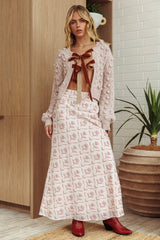 Tera Velvet Bow Cardigan Blush