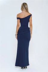 Caught In The Spotlight Off Shoulder Maxi Dress Navy