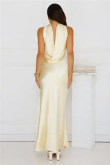 Precious Pearl Satin Maxi Dress Yellow
