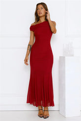 Moonlit Mischief Mesh Maxi Dress Wine