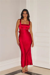 Electric Energy Satin Maxi Dress Red