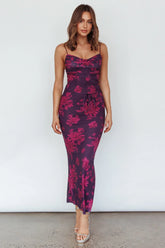 Teava Laced Waist Maxi Dress Floral Grape