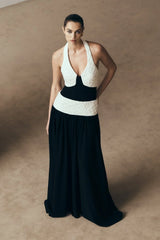 Celine Chiffon Maxi Dress - Black/White
