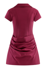 Tarryn Collared Cotton Mini Dress - Dragonfruit