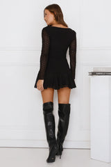 Luxe After Dark Long Sleeve Mini Dress Black
