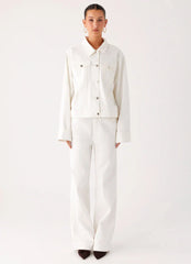 Back Again Oversized Denim Jacket - White