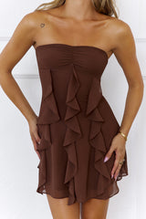 Imagine It Strapless Mini Dress Brown