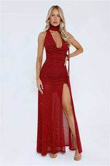 Wildflower Way Knit Sequin Maxi Dress Wine
