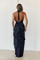 Luxe Mood Halter Maxi Dress Black