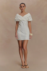 Pascale Off Shoulder Denim Mini Dress - White