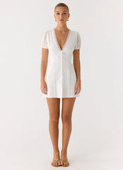 Sweet Lullaby Mini Dress - White